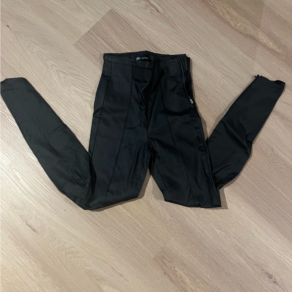 Zara black pleather leggings